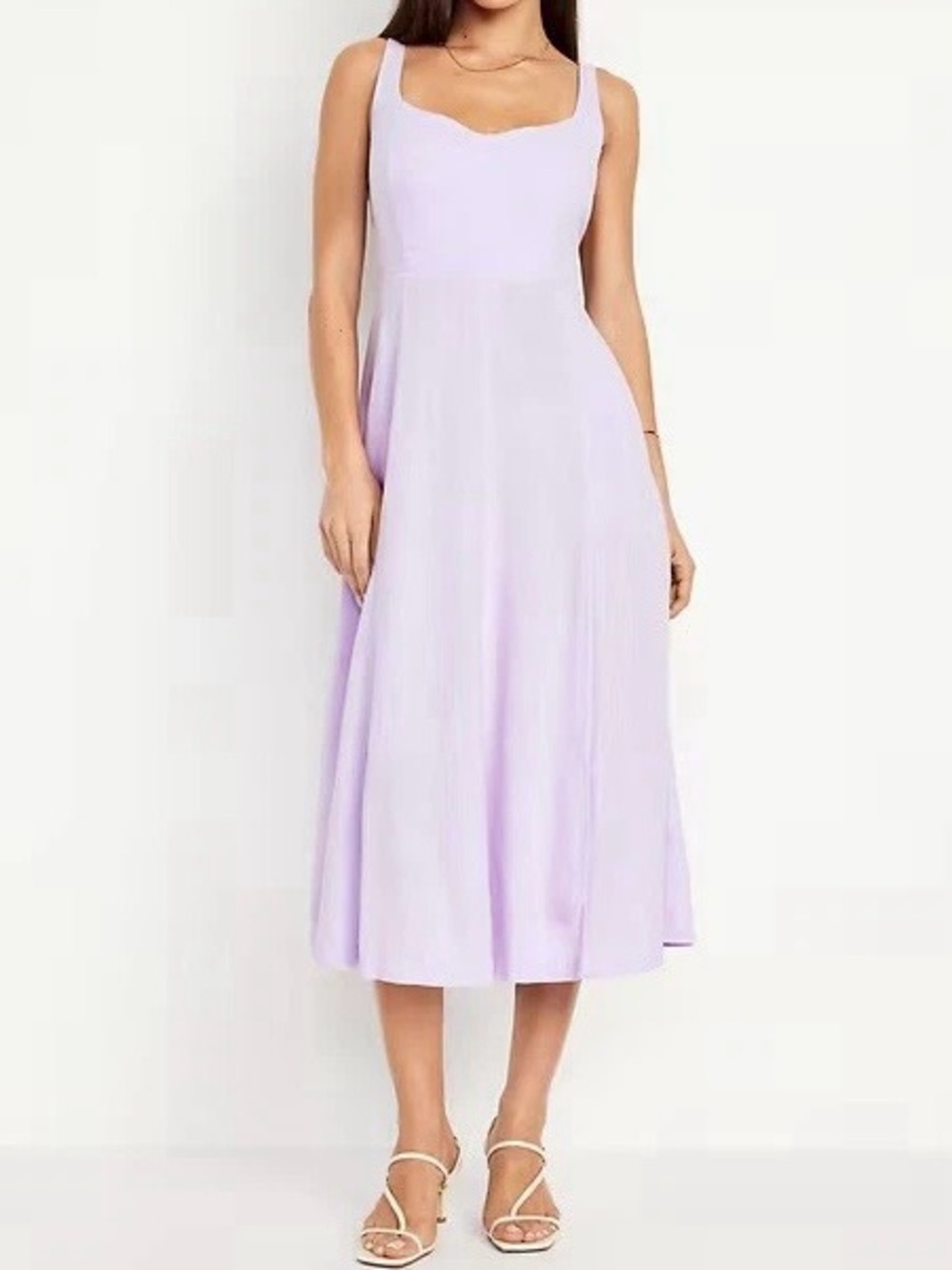Old Navy Linen Blend Sweetheart Neck Midi Dress